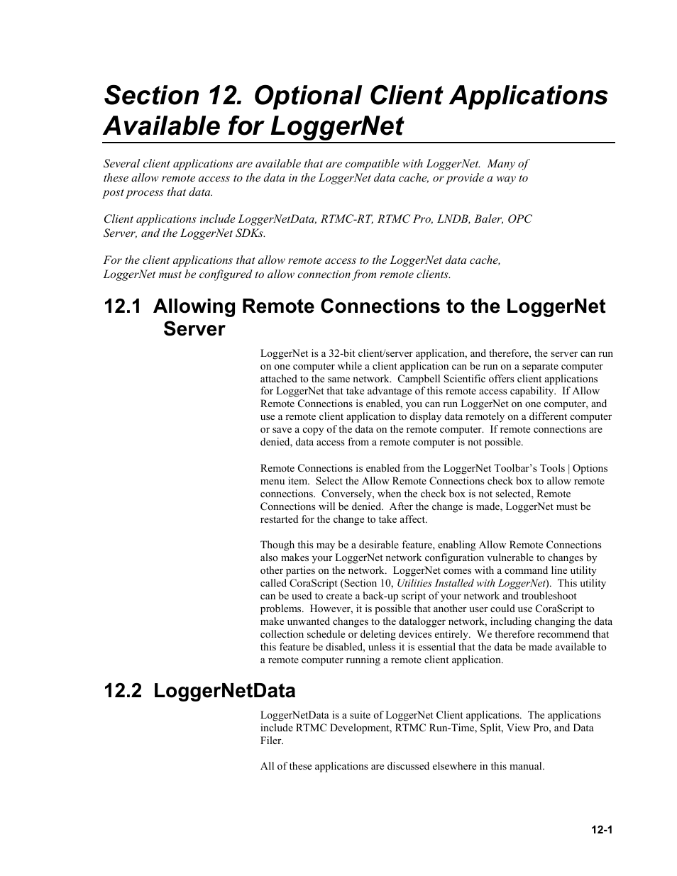 2 loggernetdata, Optional client applications available for, Loggernet -1 | Loggernetdata -1 | Campbell Scientific LoggerNet Datalogger Support Software User Manual | Page 451 / 580