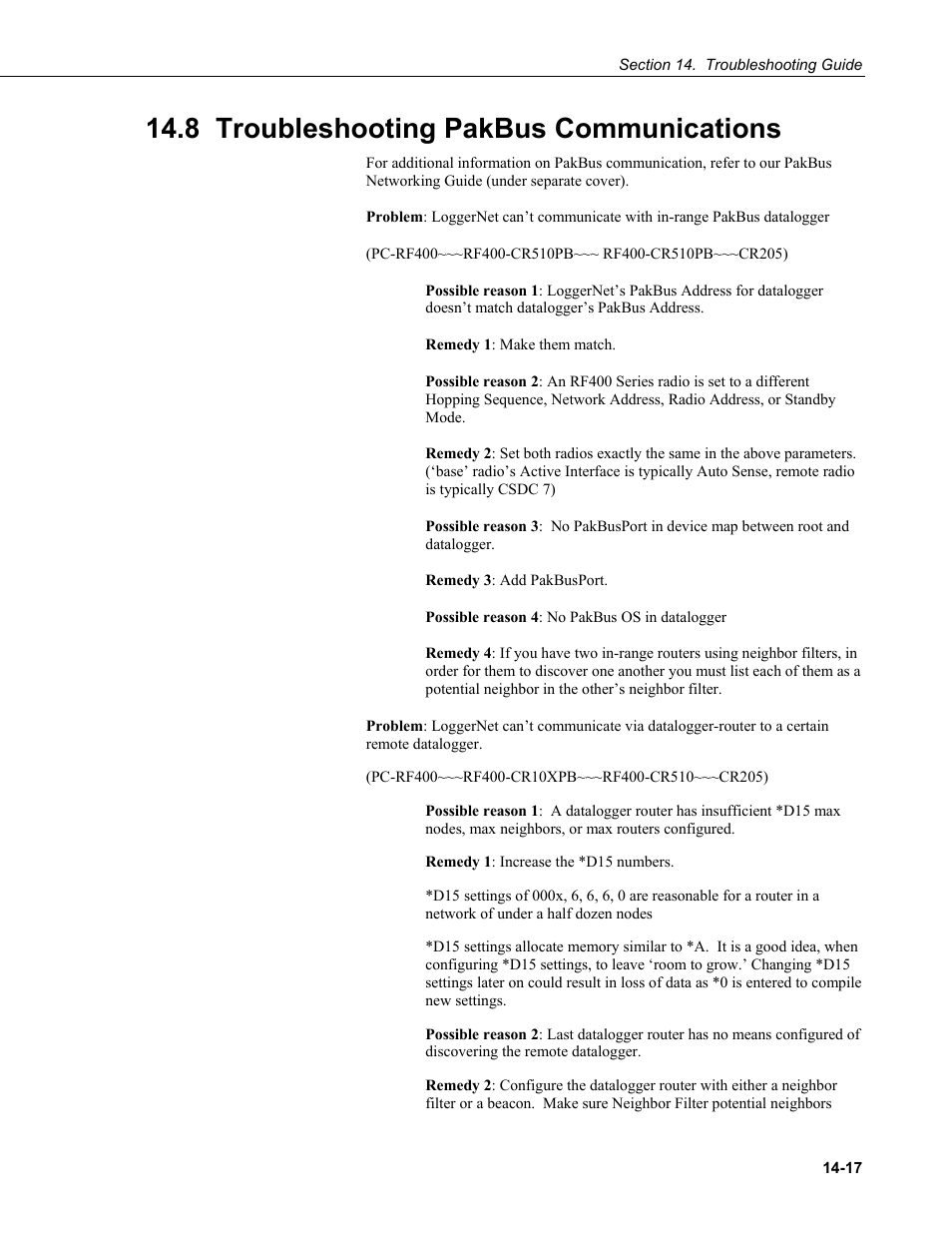 8 troubleshooting pakbus communications, Troubleshooting pakbus communications -17 | Campbell Scientific LoggerNet Datalogger Support Software User Manual | Page 479 / 580