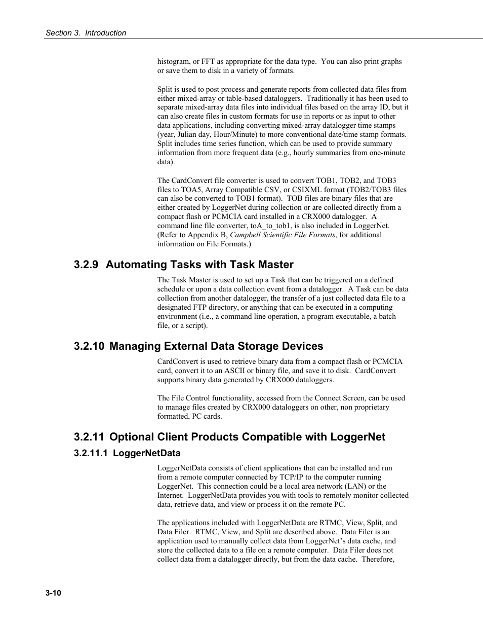 9 automating tasks with task master, 10 managing external data storage devices, 1 loggernetdata | Automating tasks with task master -10, Managing external data storage devices -10, Loggernetdata -10 | Campbell Scientific LoggerNet Datalogger Support Software User Manual | Page 54 / 580