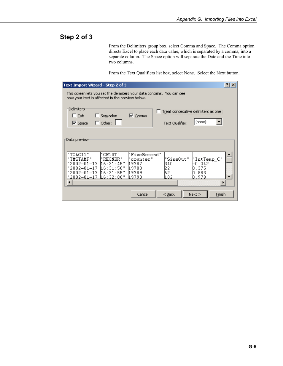 Step 2 of 3 | Campbell Scientific LoggerNet Datalogger Support Software User Manual | Page 575 / 580