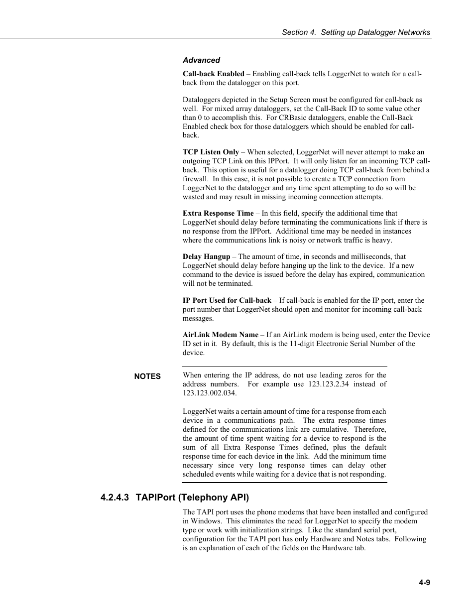 3 tapiport (telephony api), Tapiport (telephony api) -9 | Campbell Scientific LoggerNet Datalogger Support Software User Manual | Page 65 / 580