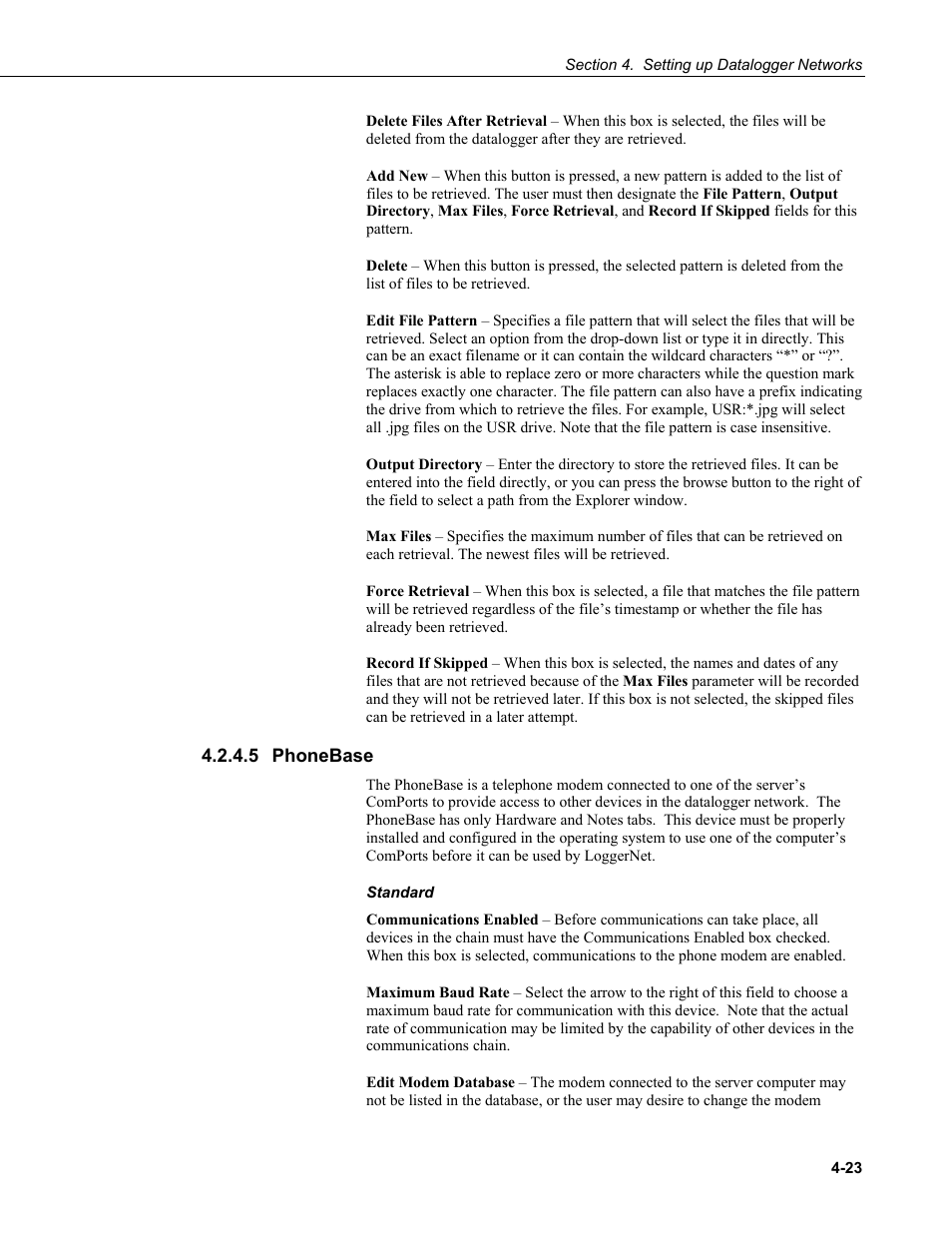 5 phonebase, Phonebase -23 | Campbell Scientific LoggerNet Datalogger Support Software User Manual | Page 79 / 580