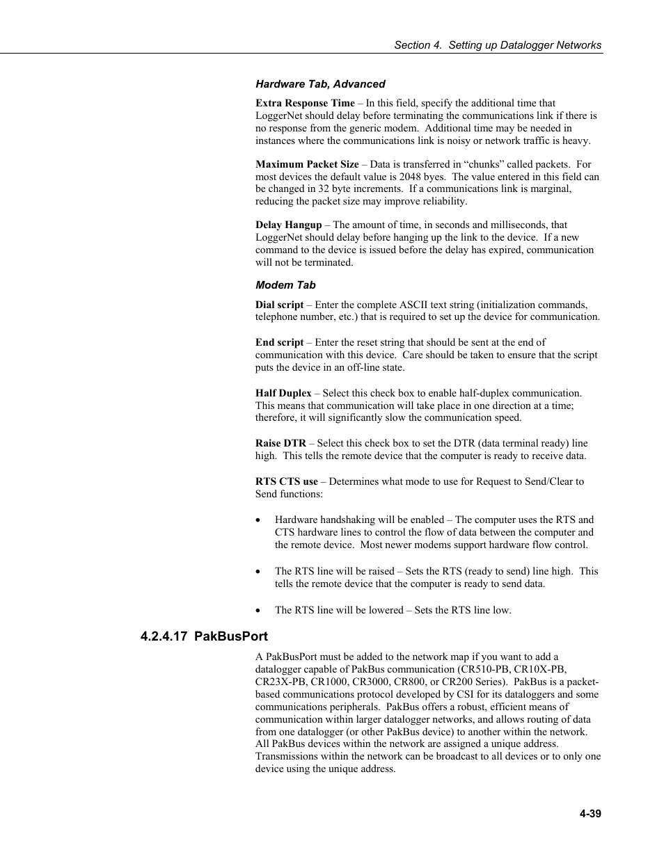 17 pakbusport, Pakbusport -39 | Campbell Scientific LoggerNet Datalogger Support Software User Manual | Page 95 / 580