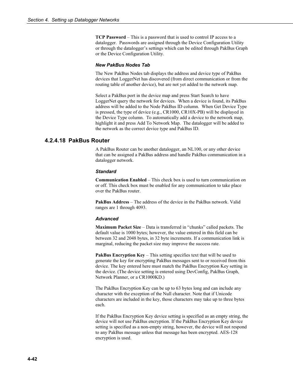 18 pakbus router, Pakbus router -42 | Campbell Scientific LoggerNet Datalogger Support Software User Manual | Page 98 / 580