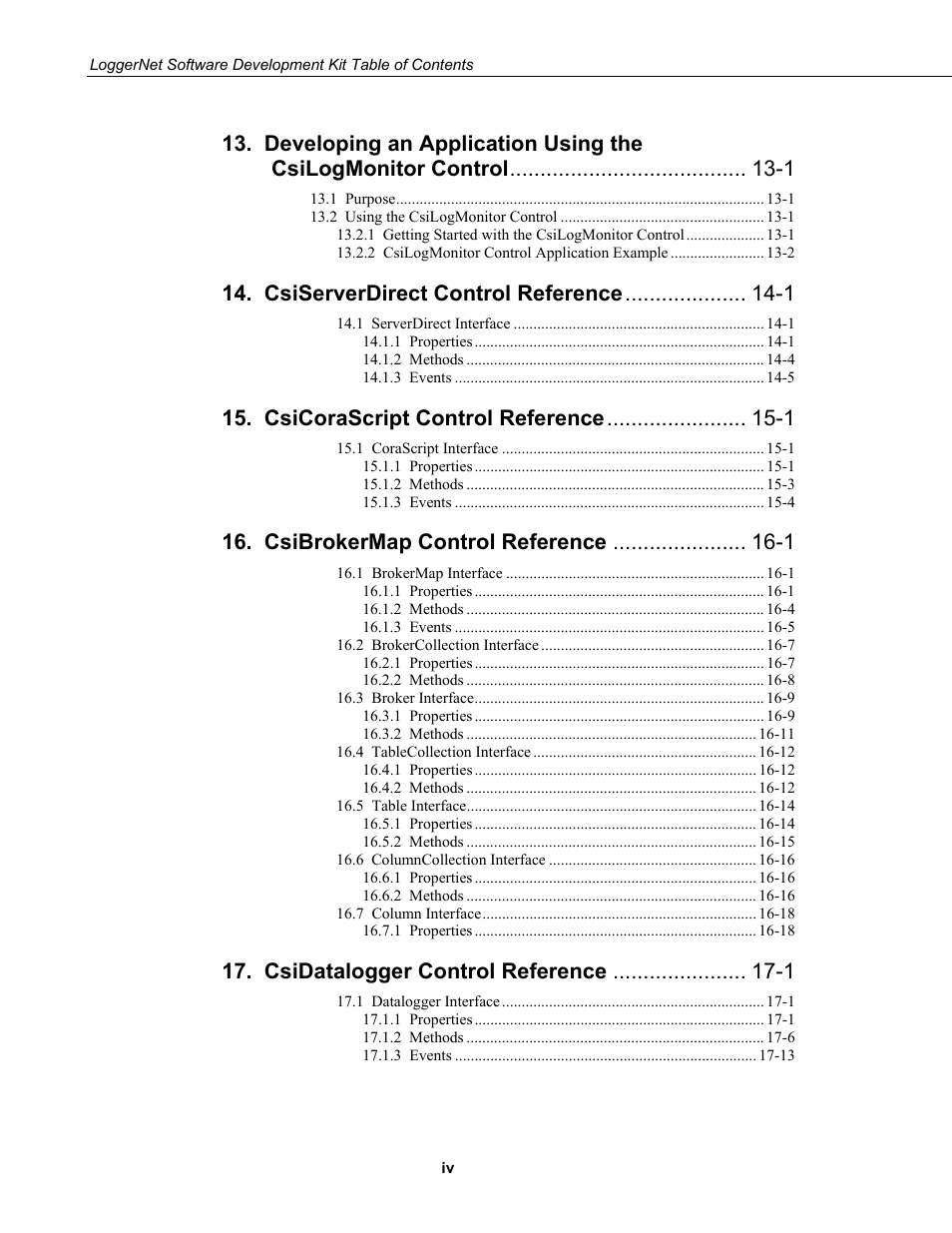 Csiserverdirect control reference -1, Csicorascript control reference -1, Csibrokermap control reference -1 | Csidatalogger control reference -1 | Campbell Scientific LoggerNet-SDK Software Development Kit User Manual | Page 10 / 178