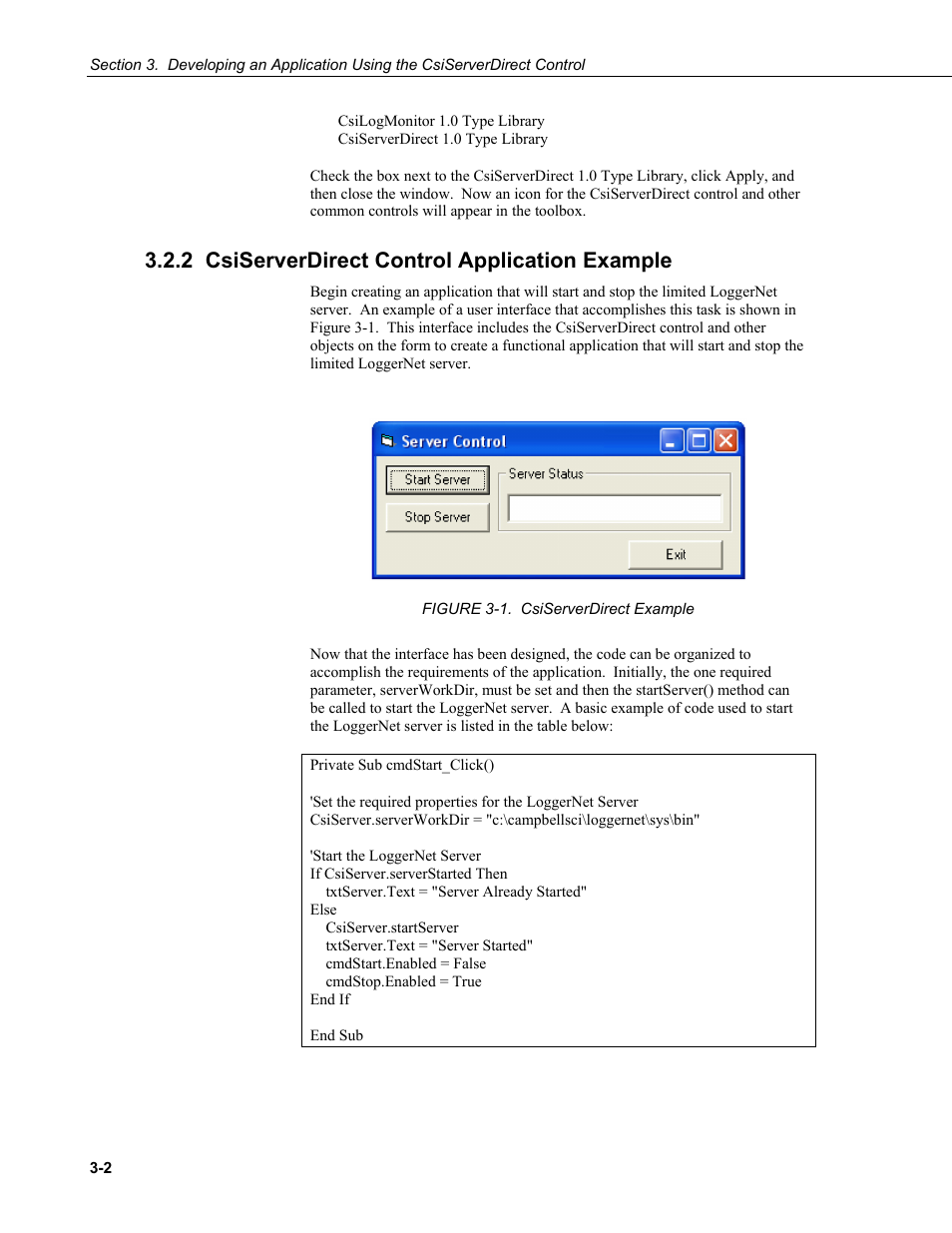 2 csiserverdirect control application example | Campbell Scientific LoggerNet-SDK Software Development Kit User Manual | Page 20 / 178