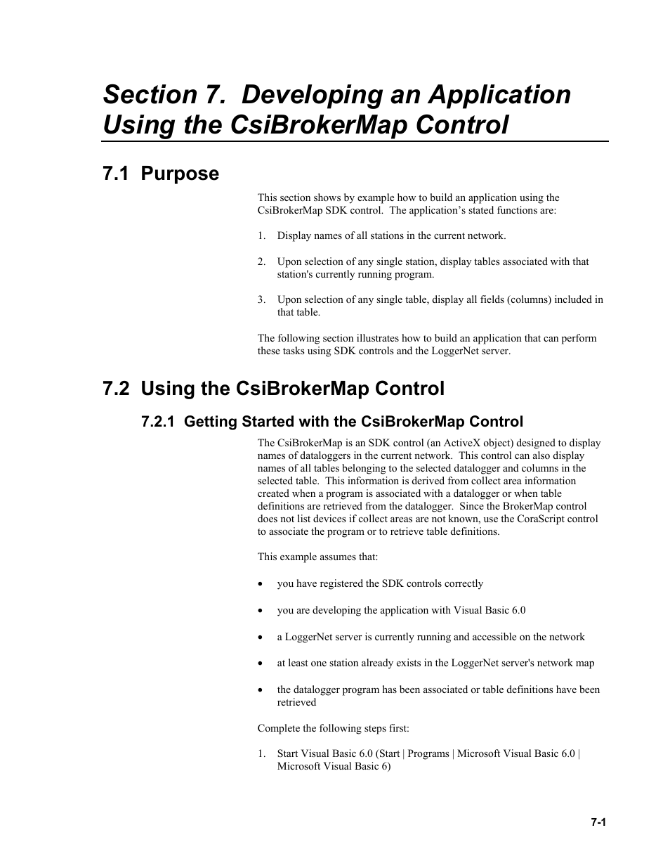 1 purpose, 2 using the csibrokermap control, 1 getting started with the csibrokermap control | Campbell Scientific LoggerNet-SDK Software Development Kit User Manual | Page 37 / 178