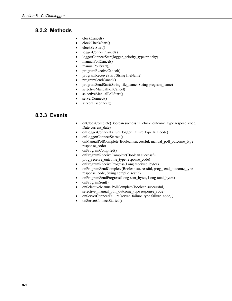 2 methods, 3 events | Campbell Scientific LoggerNet-SDK Software Development Kit User Manual | Page 42 / 178