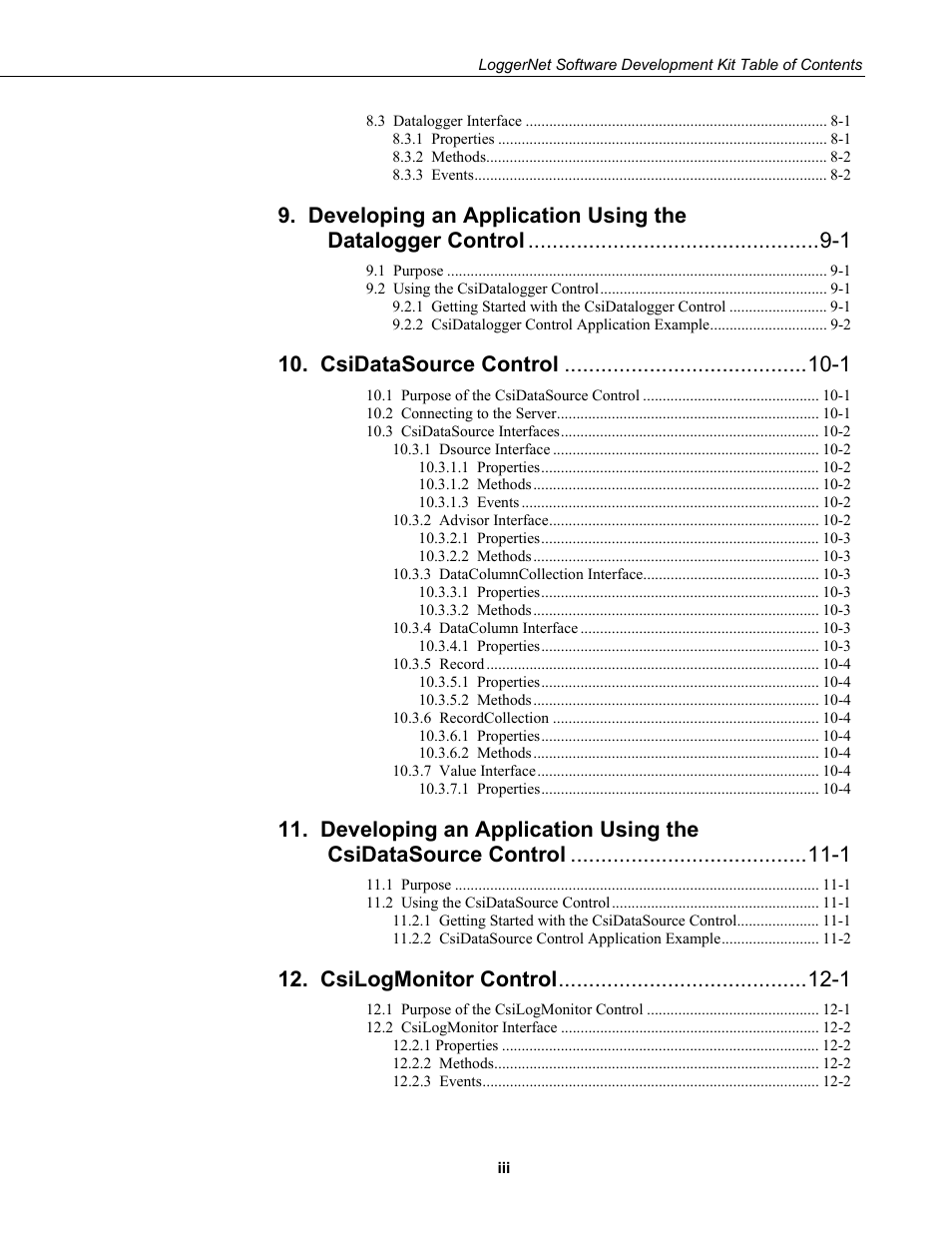 Csidatasource control -1, Csilogmonitor control -1 | Campbell Scientific LoggerNet-SDK Software Development Kit User Manual | Page 9 / 178
