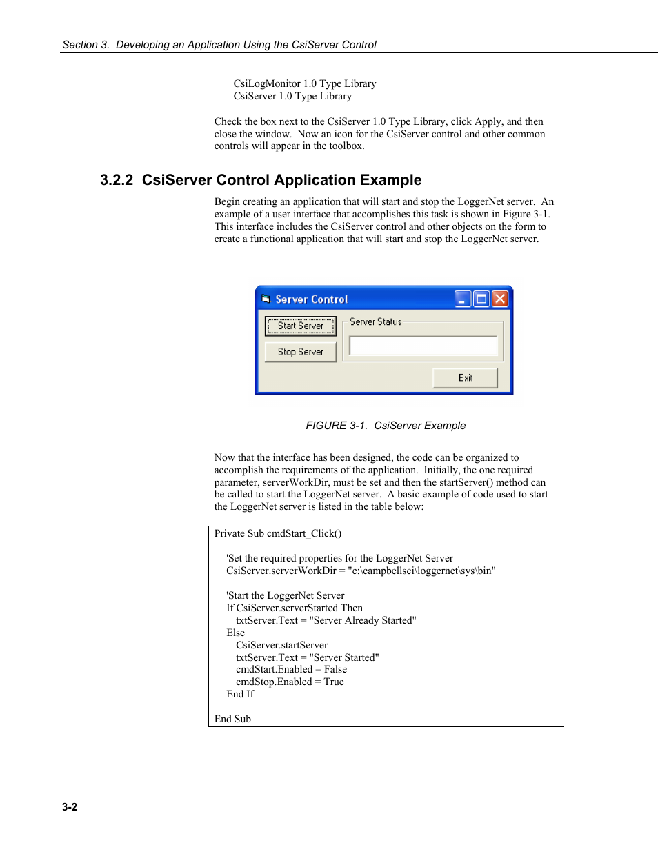 2 csiserver control application example | Campbell Scientific LoggerNet Server SDK User Manual | Page 20 / 178