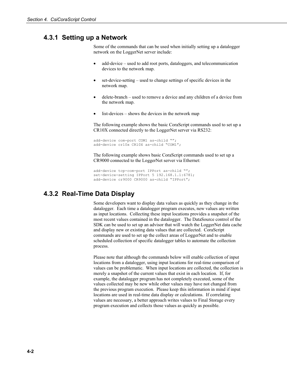 1 setting up a network, 2 real-time data display | Campbell Scientific LoggerNet Server SDK User Manual | Page 24 / 178