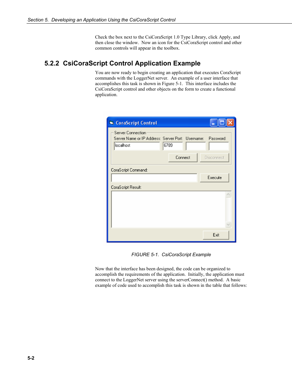 2 csicorascript control application example | Campbell Scientific LoggerNet Server SDK User Manual | Page 28 / 178