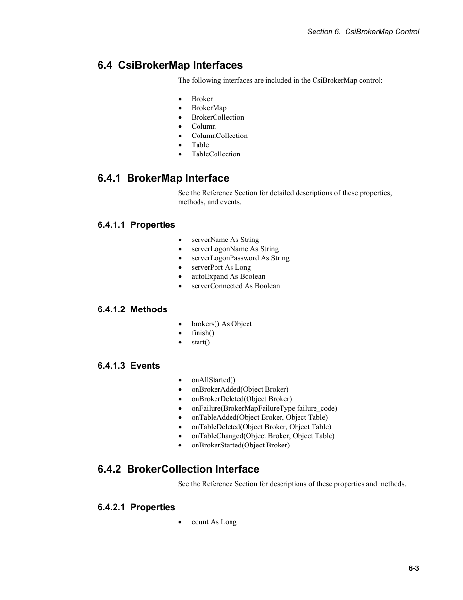 4 csibrokermap interfaces, 1 brokermap interface, 1 properties | 2 methods, 3 events, 2 brokercollection interface | Campbell Scientific LoggerNet Server SDK User Manual | Page 33 / 178