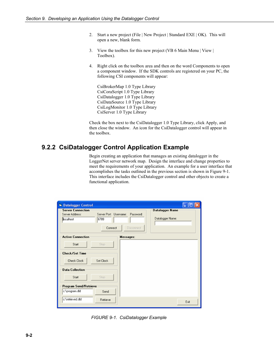 2 csidatalogger control application example | Campbell Scientific LoggerNet Server SDK User Manual | Page 44 / 178
