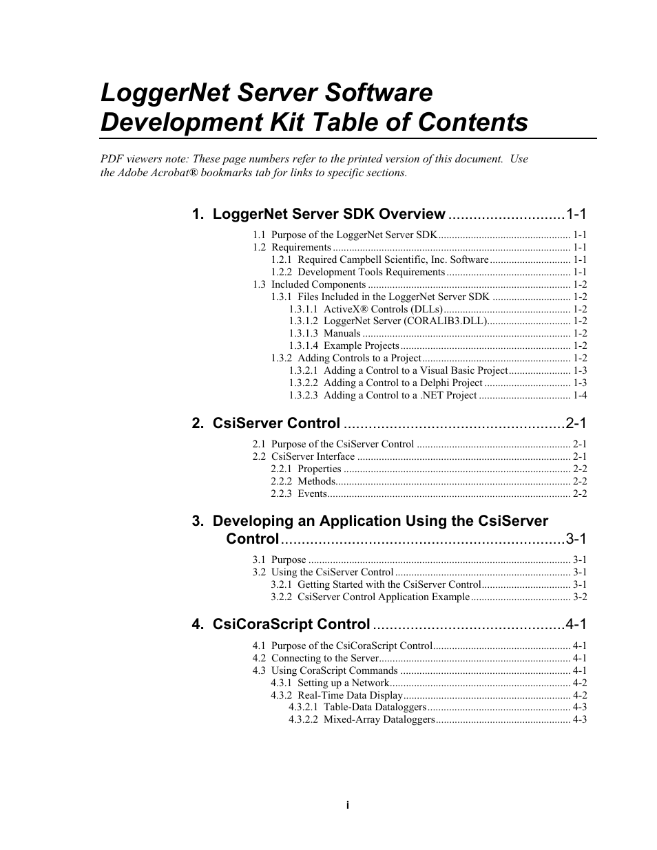 Campbell Scientific LoggerNet Server SDK User Manual | Page 7 / 178