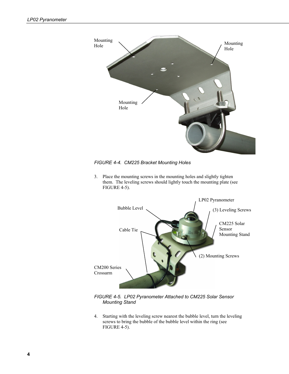 4. cm225 bracket mounting holes, Stand | Campbell Scientific LP02 Hukseflux Pyranometer User Manual | Page 10 / 28