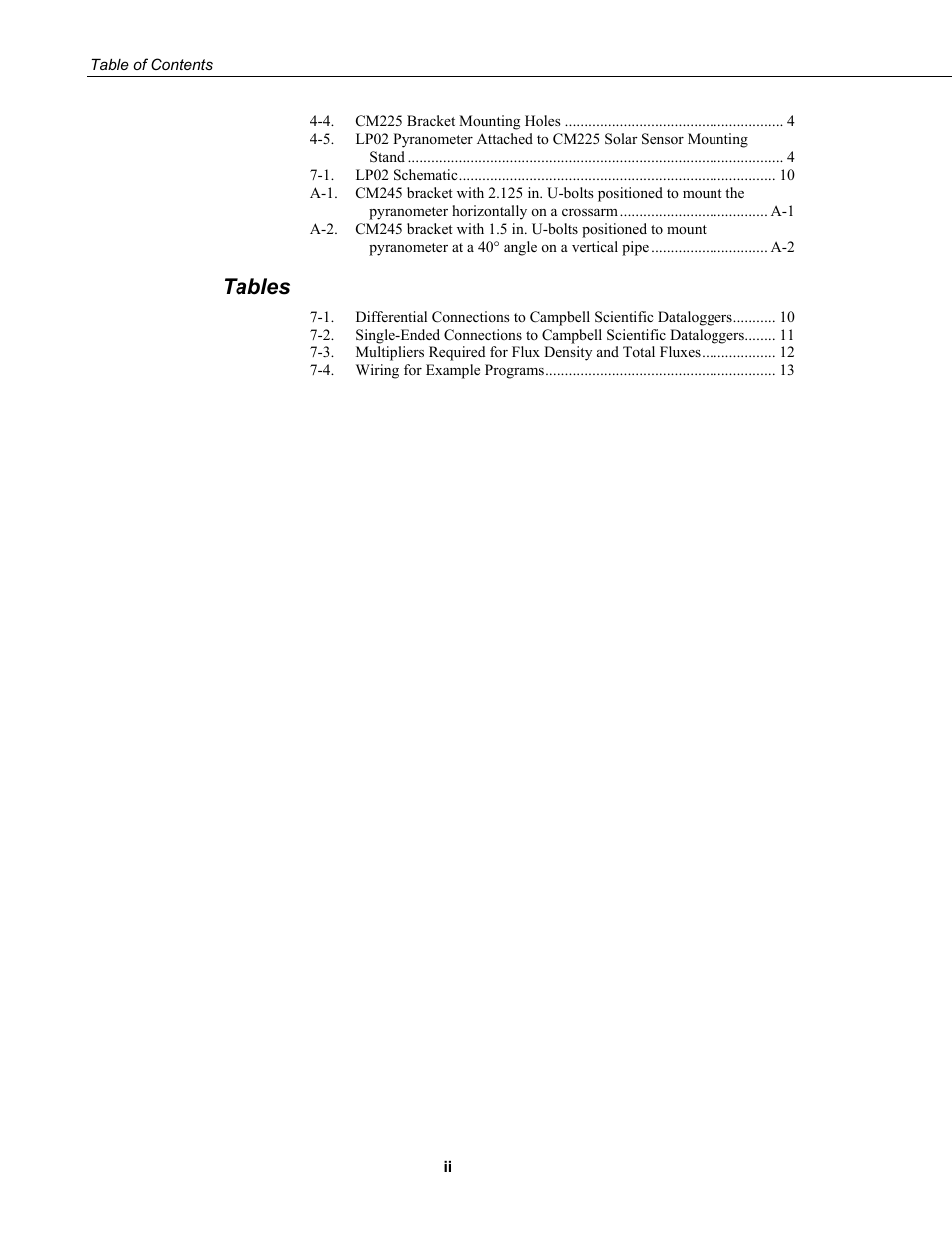 Tables | Campbell Scientific LP02 Hukseflux Pyranometer User Manual | Page 6 / 28