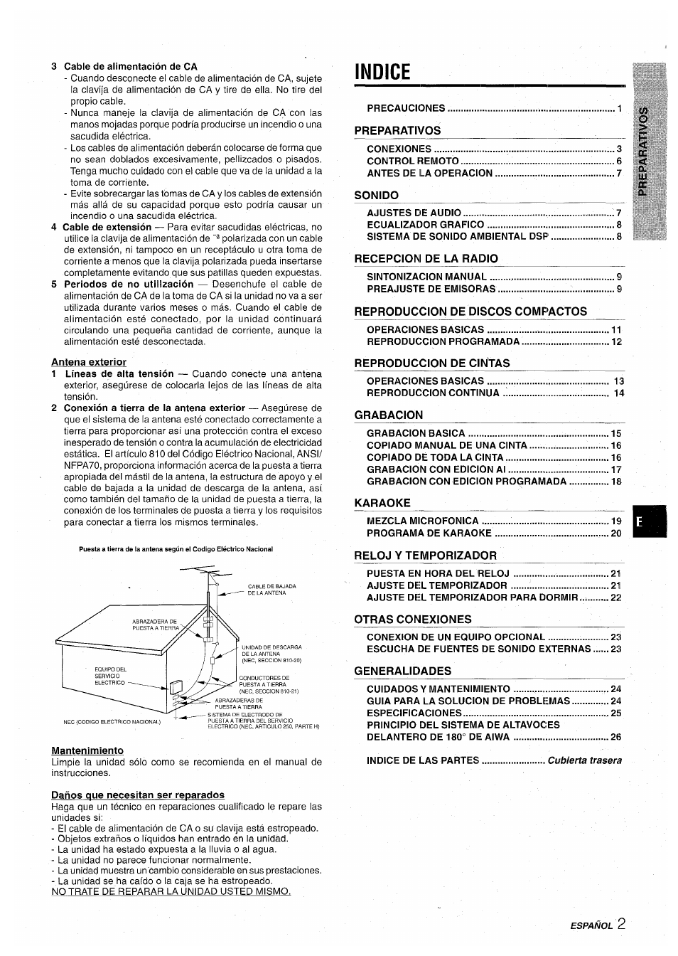 Indice | Aiwa CX-NA71 User Manual | Page 29 / 80