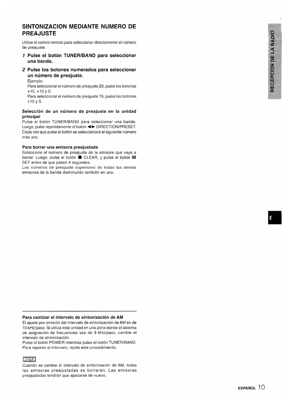 Sintonizacion mediante numero de preajuste | Aiwa CX-NA71 User Manual | Page 37 / 80