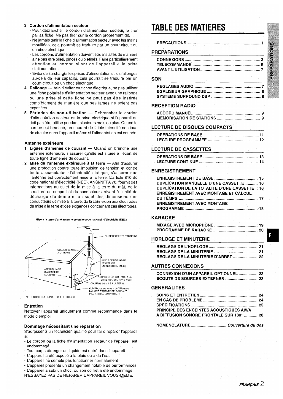Table des matieres | Aiwa CX-NA71 User Manual | Page 55 / 80