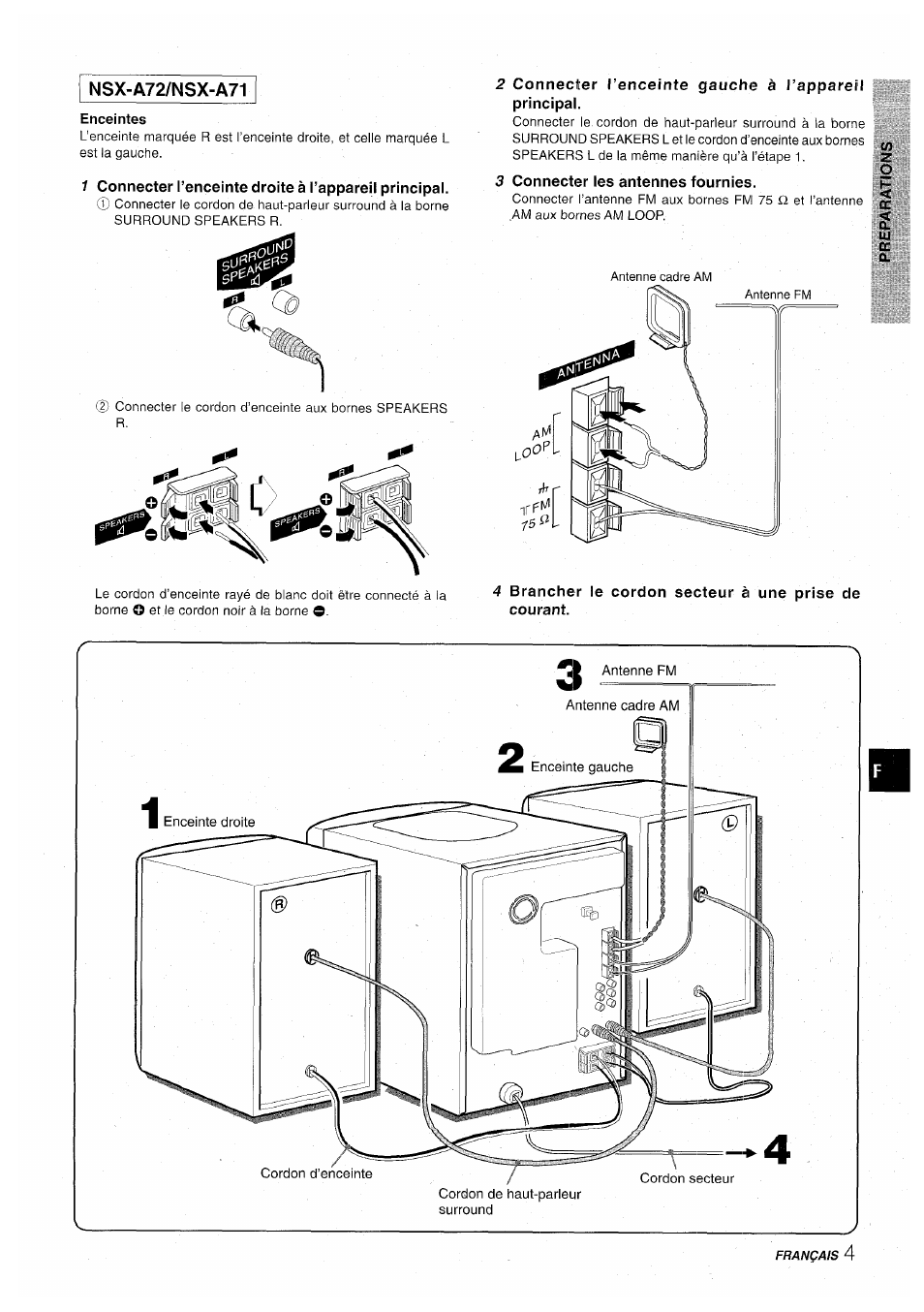 Enceintes, 3 connecter les antennes fournies, Nsx-a72/nsx-a71 | Aiwa CX-NA71 User Manual | Page 57 / 80