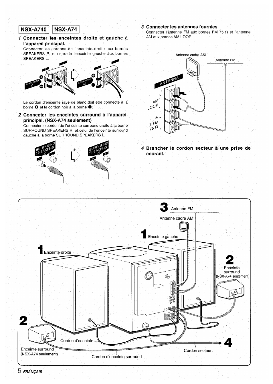 3 connecter les antennes fournies | Aiwa CX-NA71 User Manual | Page 58 / 80