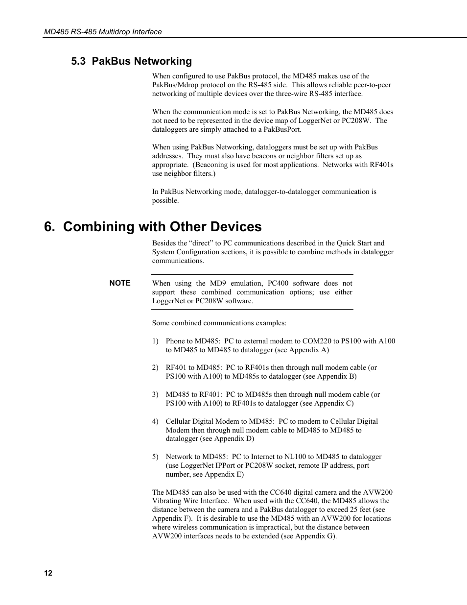 3 pakbus networking, Combining with other devices | Campbell Scientific MD485 RS-485 Multidrop Interface User Manual | Page 18 / 68