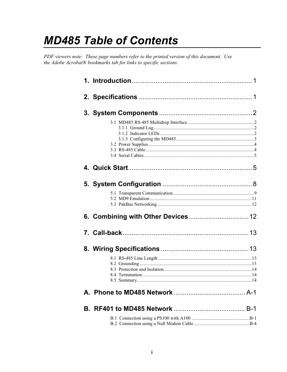 Campbell Scientific MD485 RS-485 Multidrop Interface User Manual | Page 3 / 68
