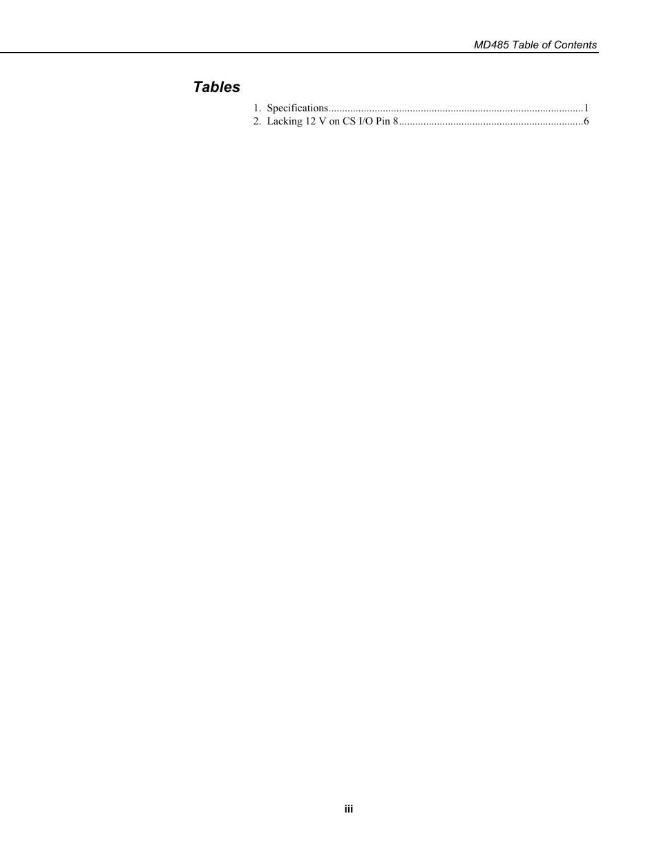 Tables | Campbell Scientific MD485 RS-485 Multidrop Interface User Manual | Page 5 / 68