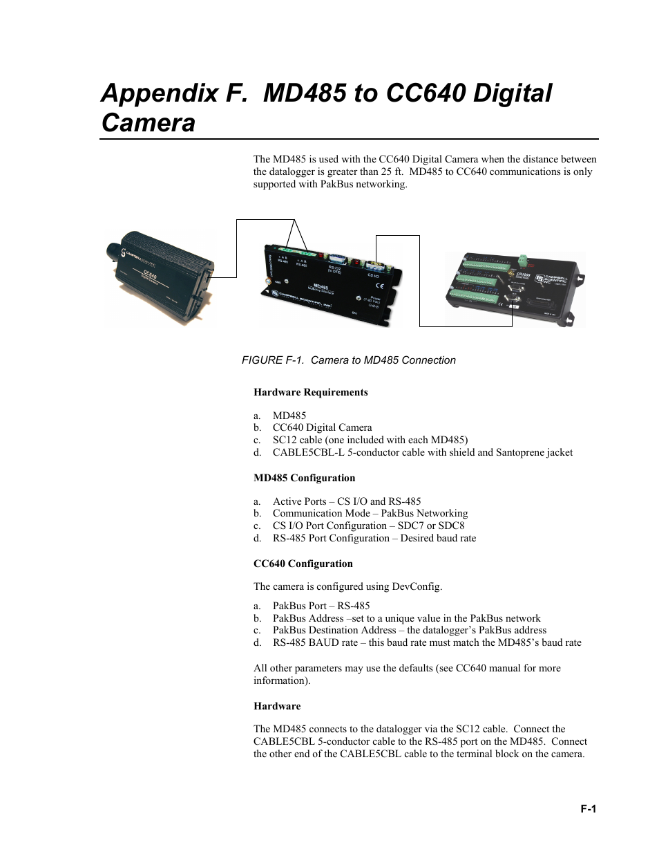 Appendix f. md485 to cc640 digital camera | Campbell Scientific MD485 RS-485 Multidrop Interface User Manual | Page 61 / 68