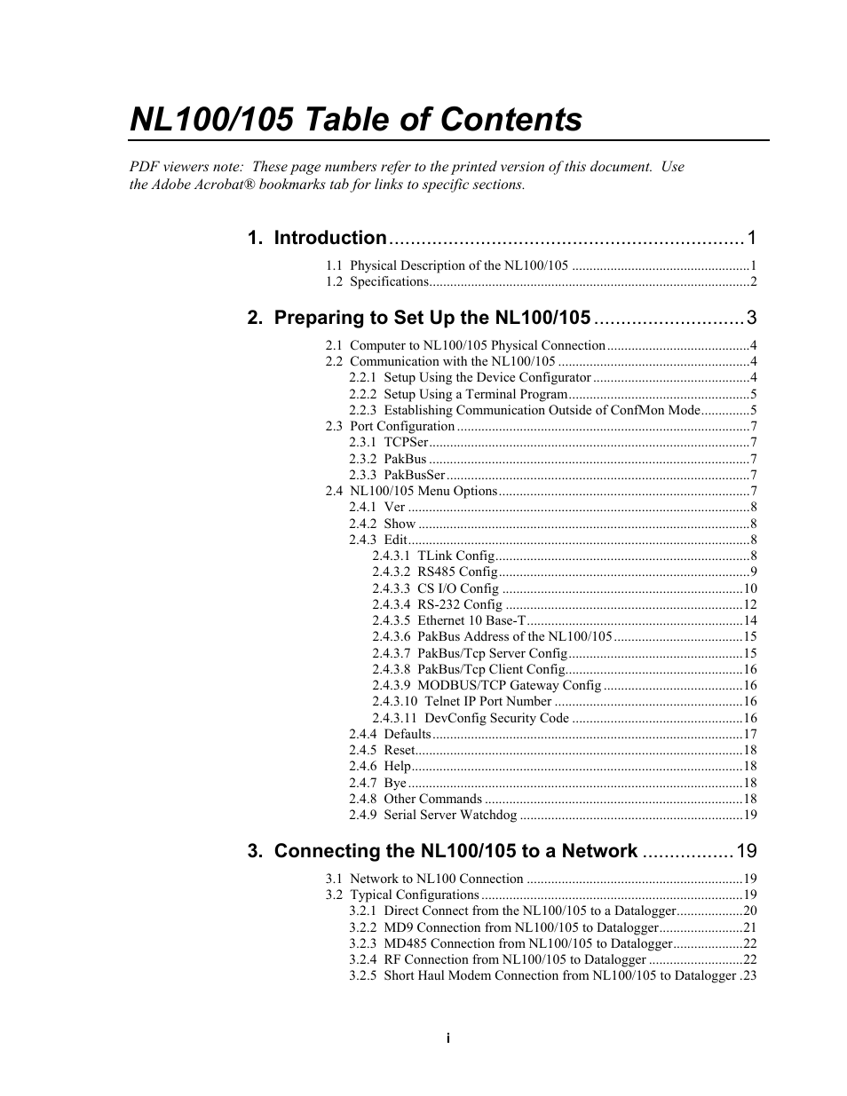 Campbell Scientific NL100 Network Link Interface User Manual | Page 3 / 42