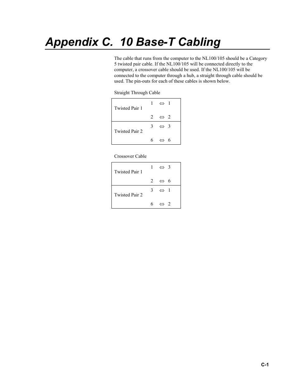Appendix c. 10 base-t cabling | Campbell Scientific NL100 Network Link Interface User Manual | Page 35 / 42