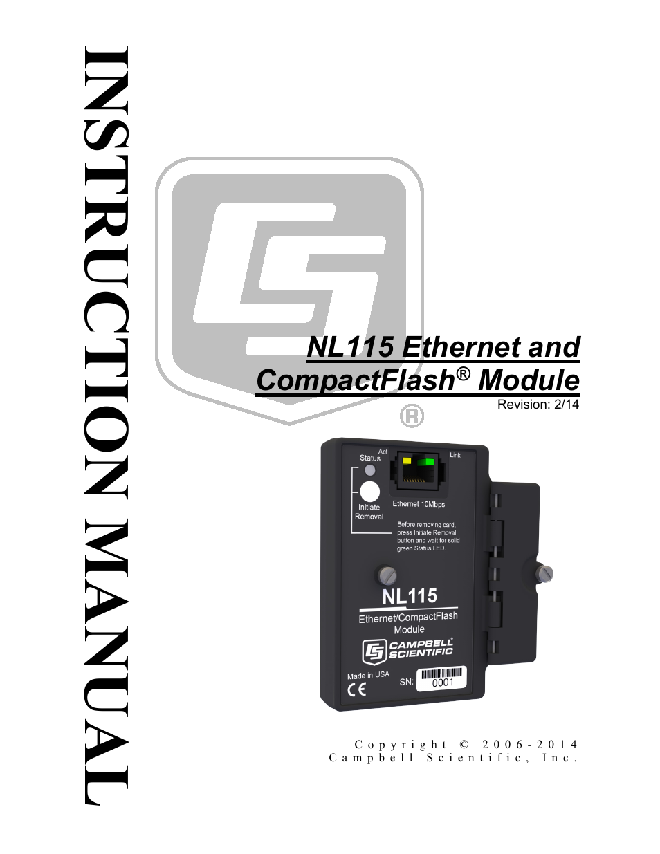 Campbell Scientific NL115 Ethernet Interface and CompactFlash Module User Manual | 38 pages