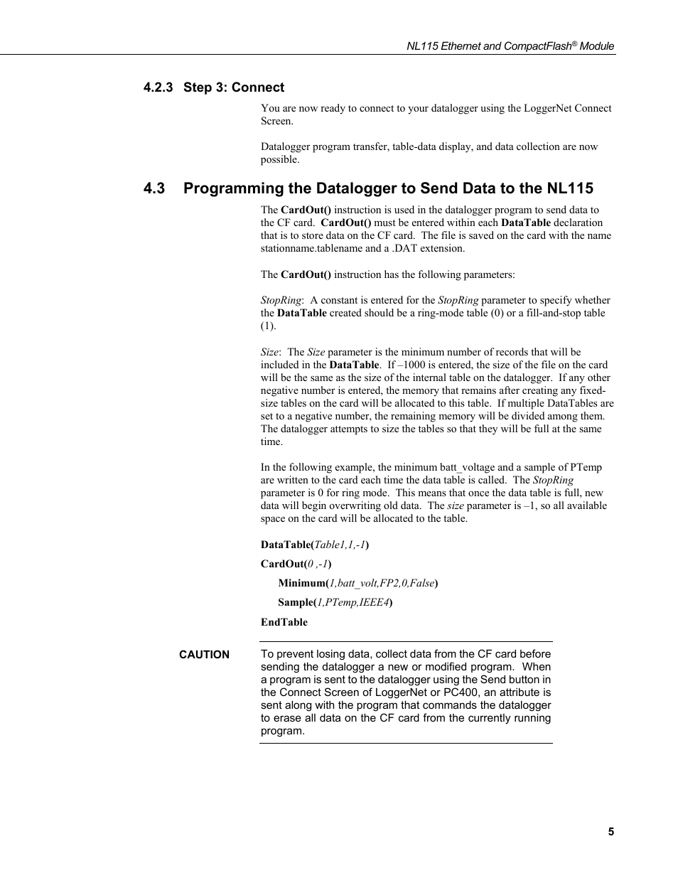 3 step 3: connect, Step 3: connect | Campbell Scientific NL115 Ethernet Interface and CompactFlash Module User Manual | Page 11 / 38