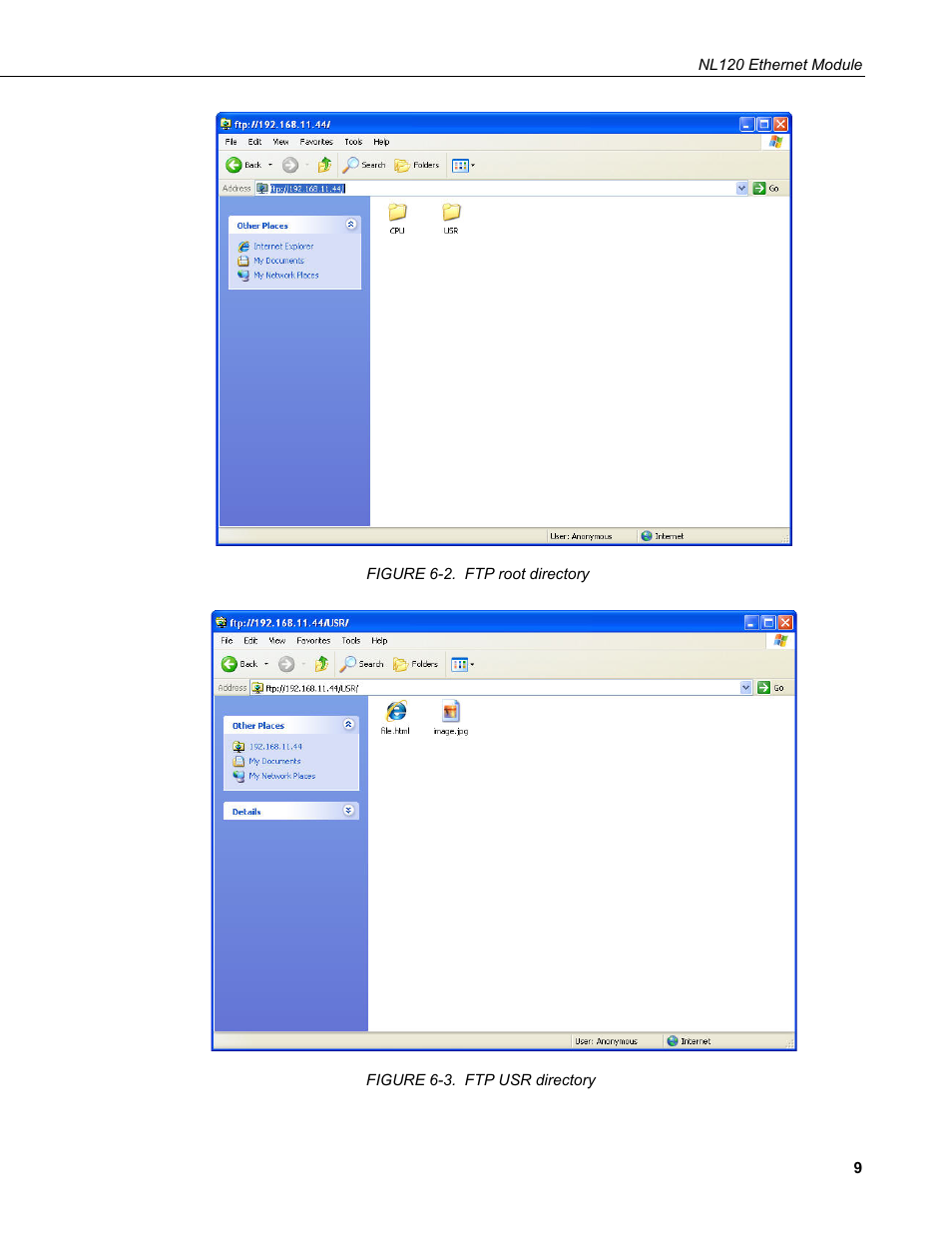 2. ftp root directory, 3. ftp usr directory | Campbell Scientific NL120 Ethernet Module User Manual | Page 15 / 20