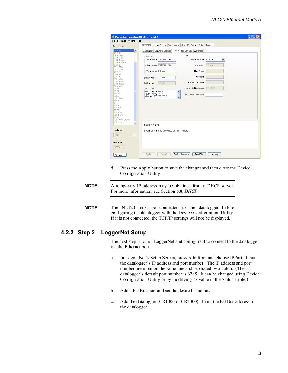 2 step 2 – loggernet setup, Step 2 – loggernet setup | Campbell Scientific NL120 Ethernet Module User Manual | Page 9 / 20