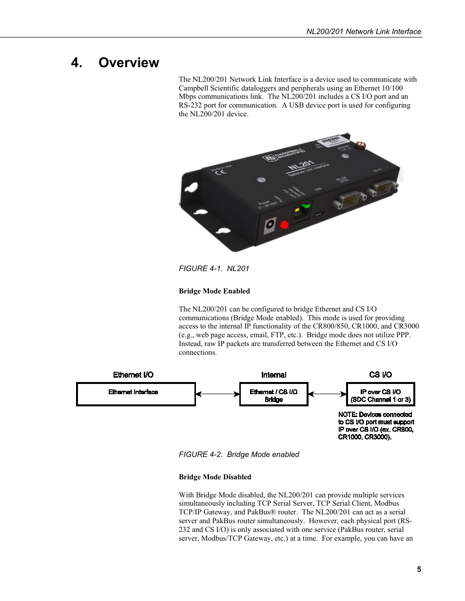 Overview, 1. nl201, 2. bridge mode enabled | Campbell Scientific NL200/NL201 Network Link Interface User Manual | Page 15 / 60