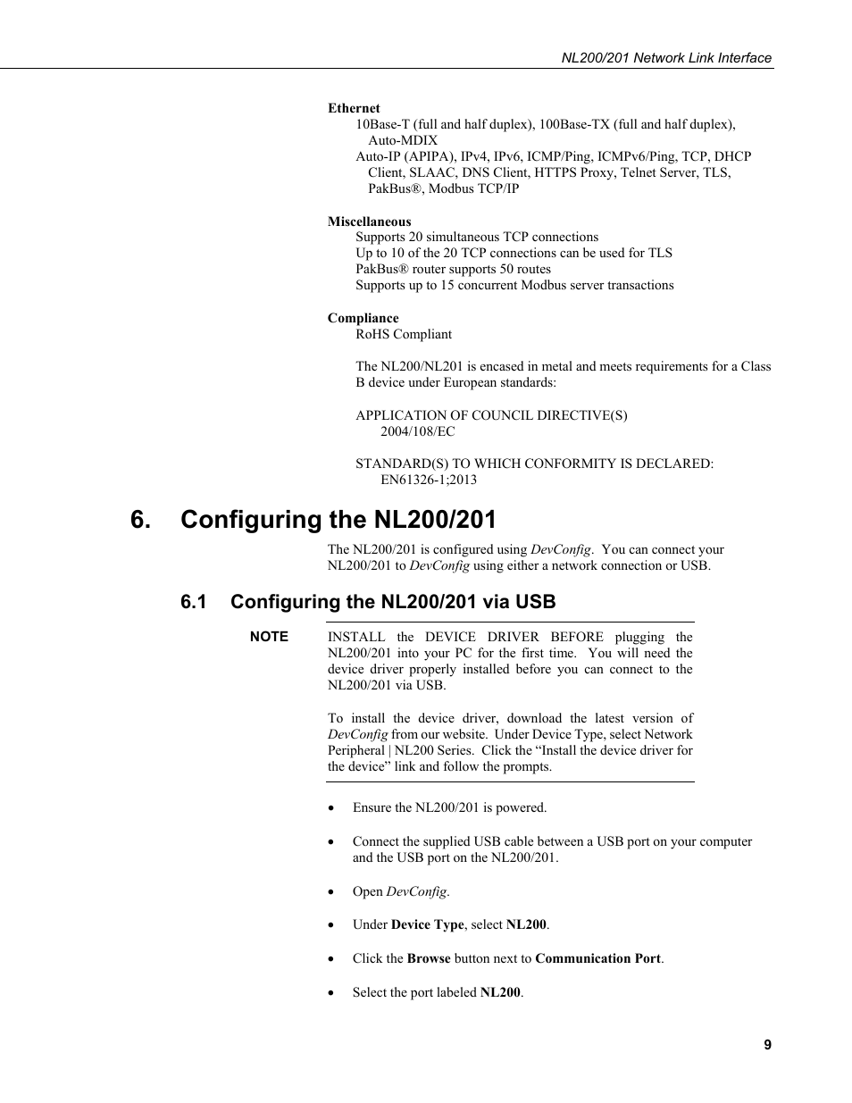 Configuring the nl200/201, 1 configuring the nl200/201 via usb, Configuring the nl200/201 via usb | Campbell Scientific NL200/NL201 Network Link Interface User Manual | Page 19 / 60