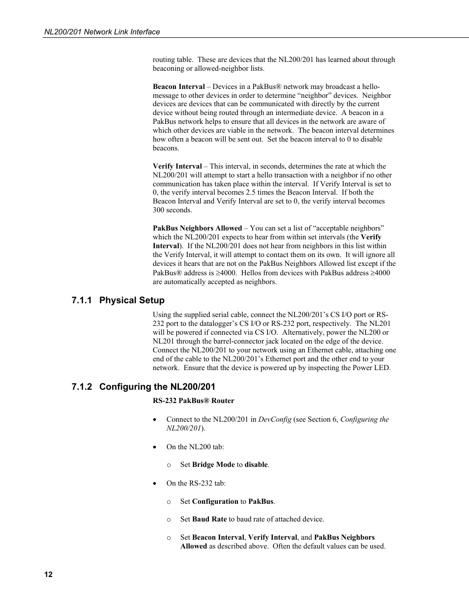 1 physical setup, 2 configuring the nl200/201, Physical setup | Configuring the nl200/201 | Campbell Scientific NL200/NL201 Network Link Interface User Manual | Page 22 / 60