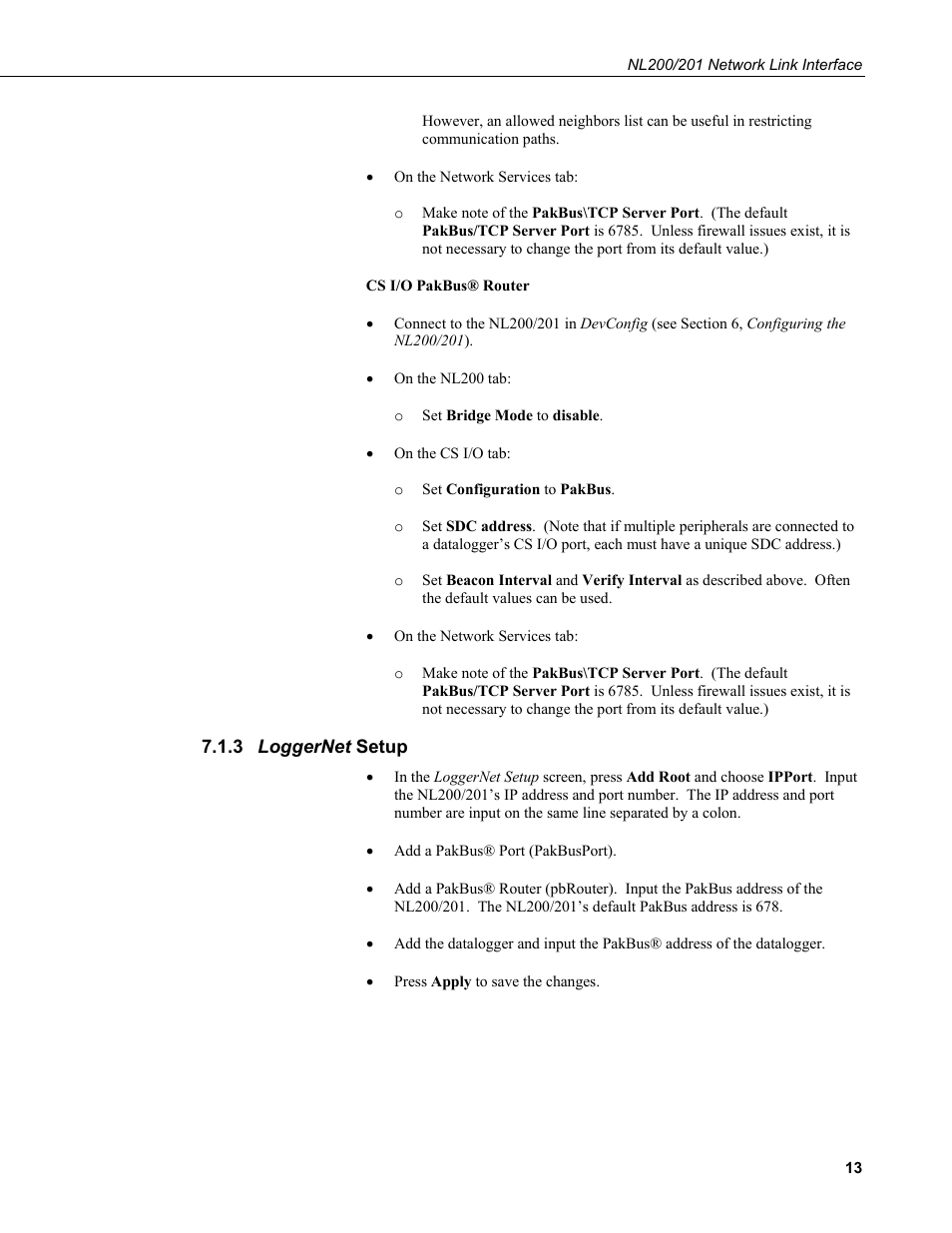 3 loggernet setup, Loggernet setup | Campbell Scientific NL200/NL201 Network Link Interface User Manual | Page 23 / 60