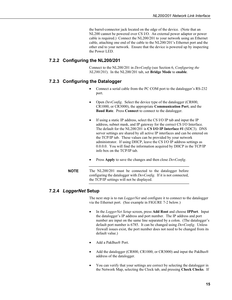 2 configuring the nl200/201, 3 configuring the datalogger, 4 loggernet setup | Configuring the nl200/201, Configuring the datalogger, Loggernet setup | Campbell Scientific NL200/NL201 Network Link Interface User Manual | Page 25 / 60