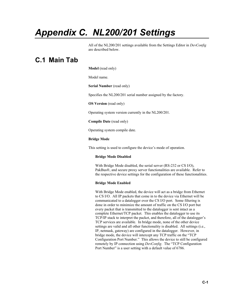 Appendix c. nl200/201 settings, C.1 main tab | Campbell Scientific NL200/NL201 Network Link Interface User Manual | Page 45 / 60