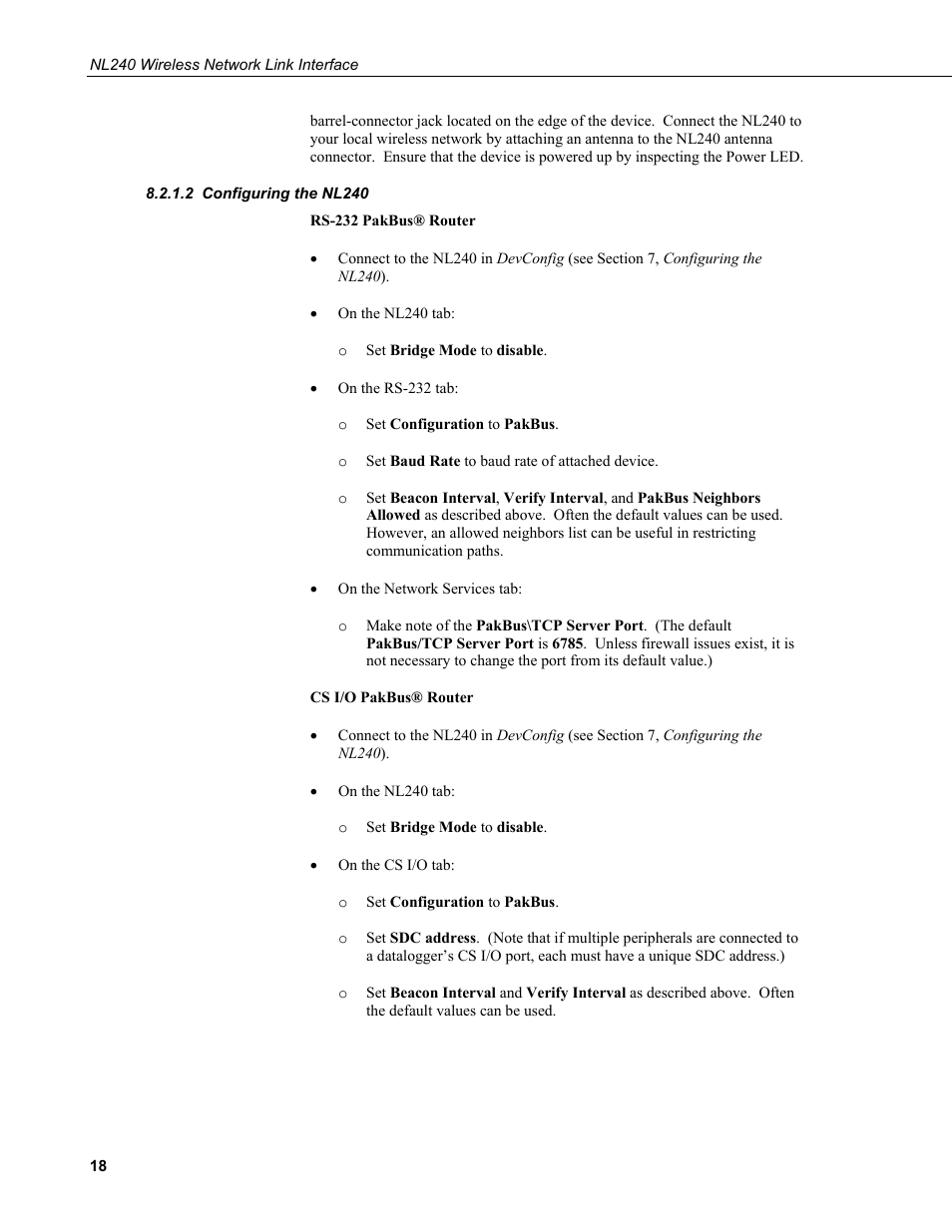 2 configuring the nl240, Configuring the nl240 | Campbell Scientific NL240 Wireless Network Link Interface User Manual | Page 28 / 74