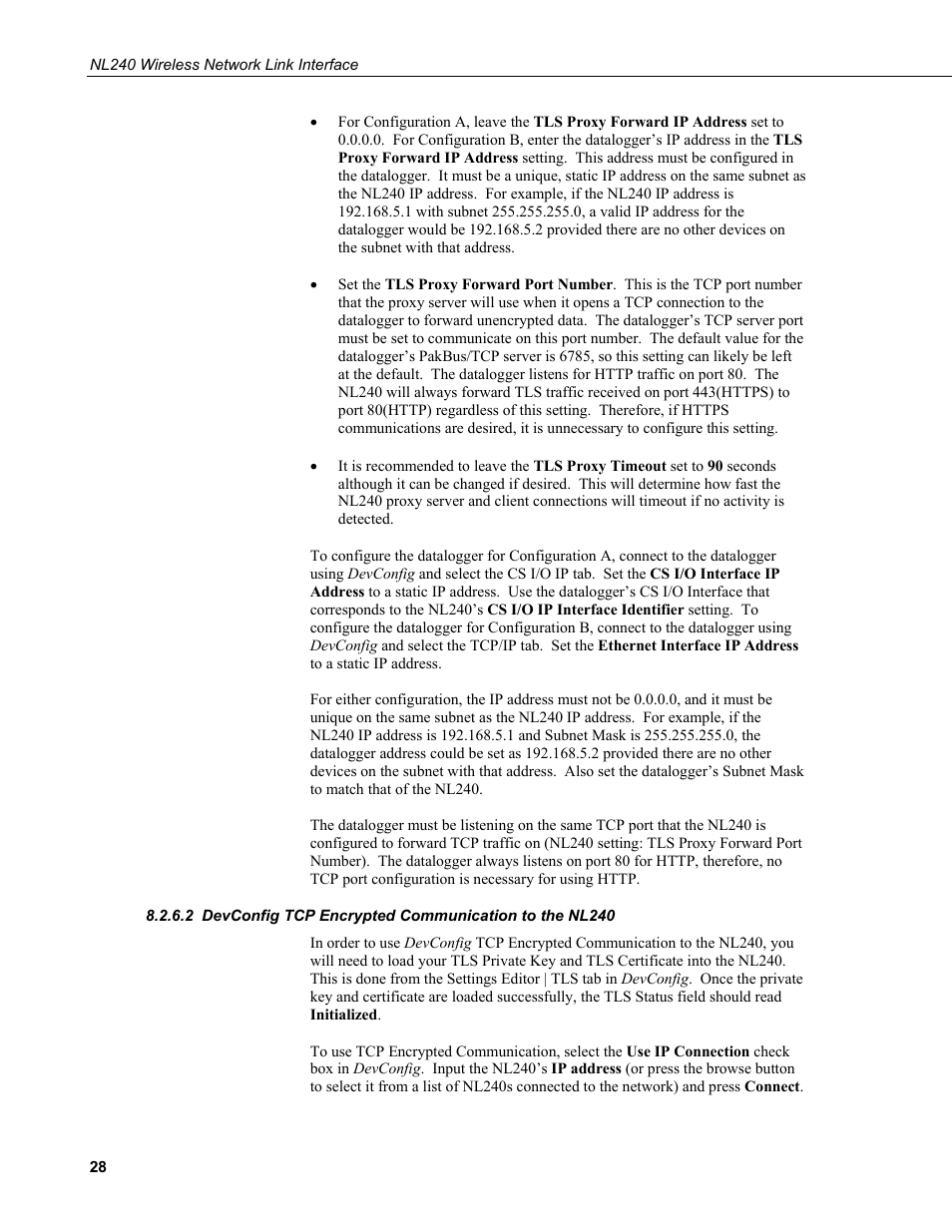 Devconfig tcp encrypted communication to the, Nl240 | Campbell Scientific NL240 Wireless Network Link Interface User Manual | Page 38 / 74