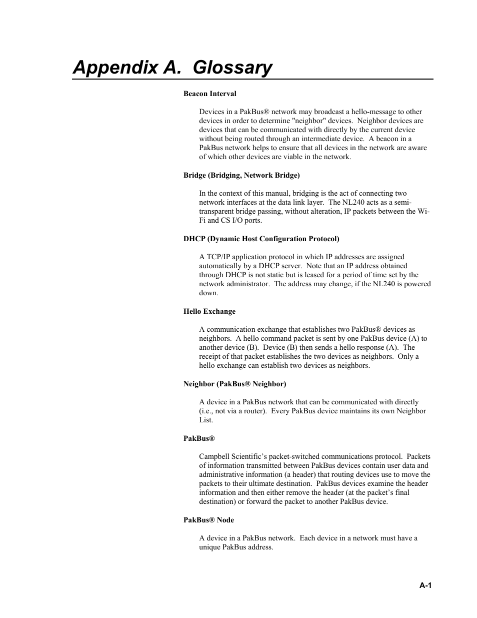 Appendix a. glossary | Campbell Scientific NL240 Wireless Network Link Interface User Manual | Page 45 / 74