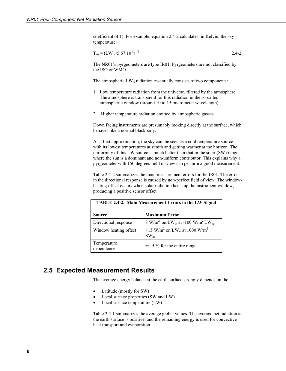 5 expected measurement results | Campbell Scientific NR01 Net Radiometer User Manual | Page 12 / 46