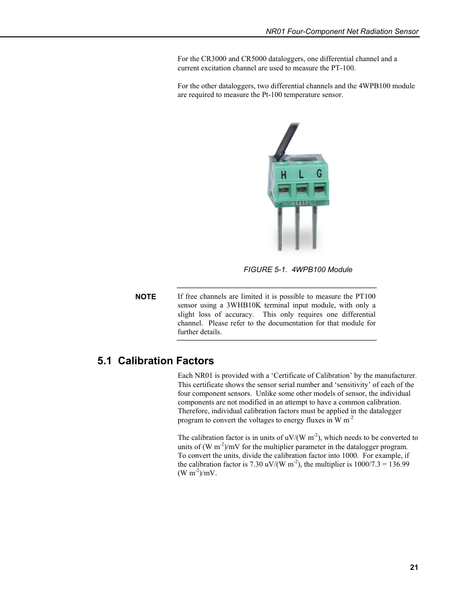 1 calibration factors | Campbell Scientific NR01 Net Radiometer User Manual | Page 25 / 46