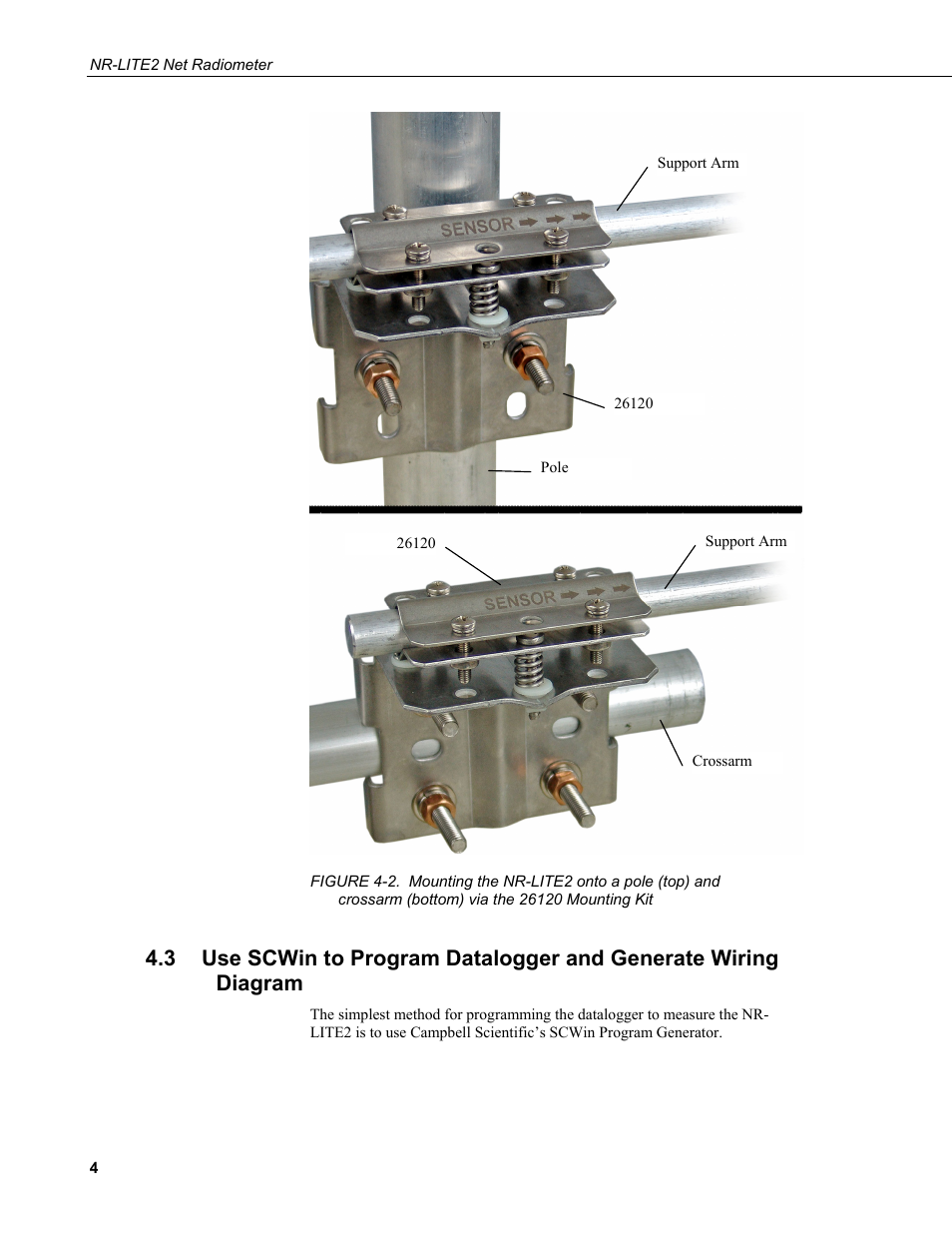 Via the 26120 mounting kit, Figure 4-2, Tate (figure 4-2 | Figure 4-2) | Campbell Scientific NR-LITE2 Net Radiometer User Manual | Page 10 / 30