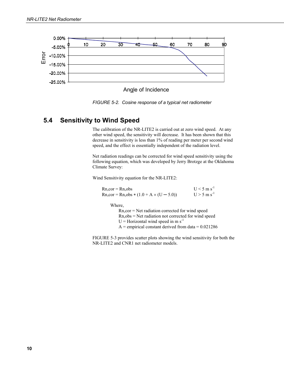 4 sensitivity to wind speed, 4 sensitivity, Wind speed | 2. cosine response of a typical net radiometer | Campbell Scientific NR-LITE2 Net Radiometer User Manual | Page 16 / 30