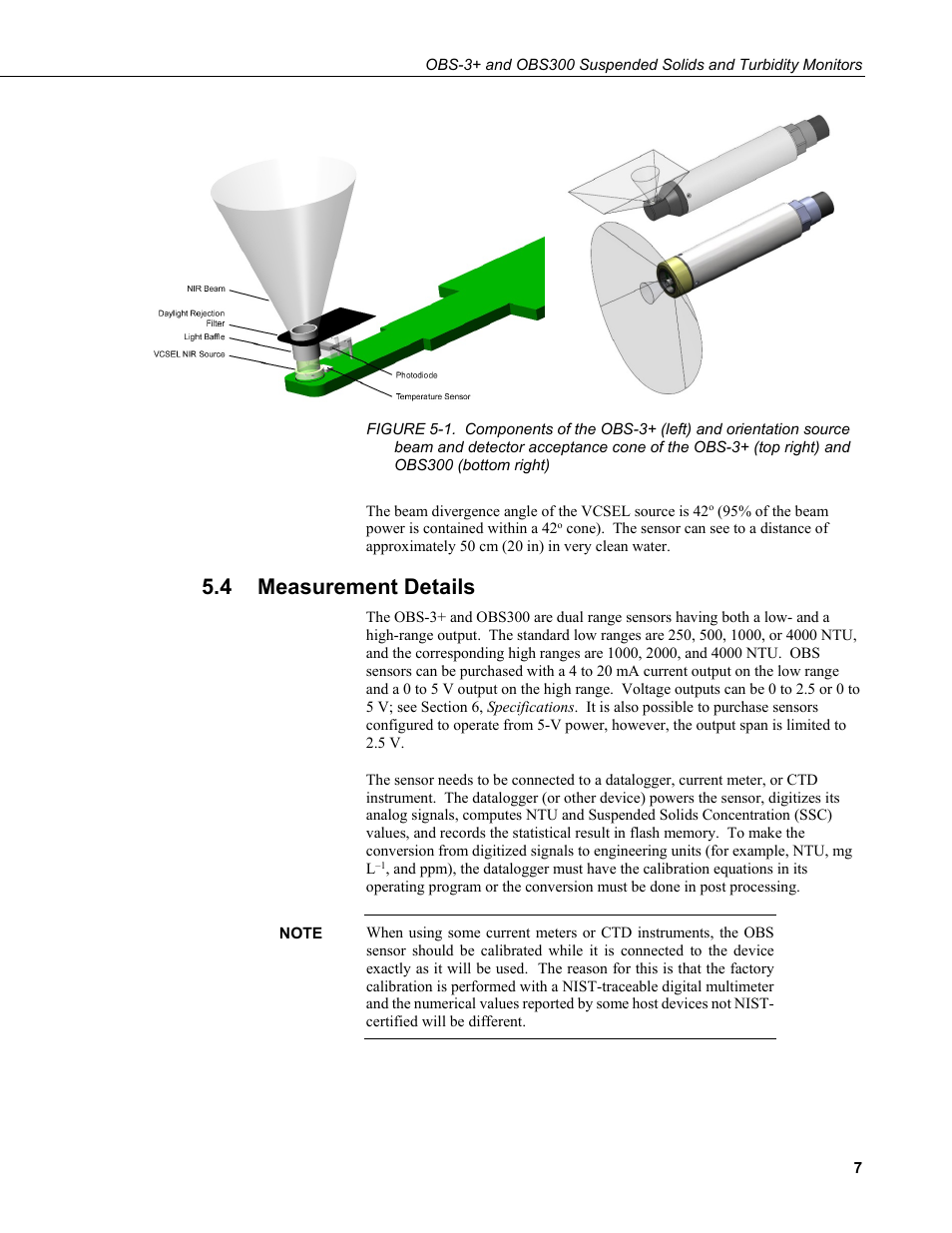 4 measurement details, Measurement details, Obs300 (bottom right) | Campbell Scientific OBS-3+ and OBS300 Suspended Solids and Turbidity Monitors User Manual | Page 17 / 54